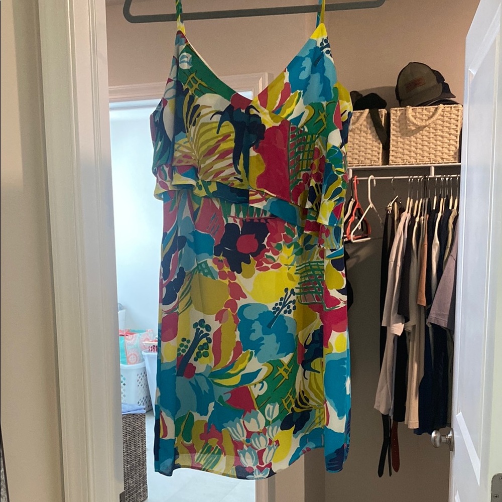 J.Crew Multicolor Sleeveless Printed Ruffle Front Cami Dress - Picture 3 of 6